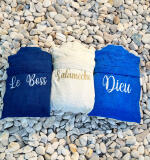 Classic badjas met kimonokraag – geborduurd